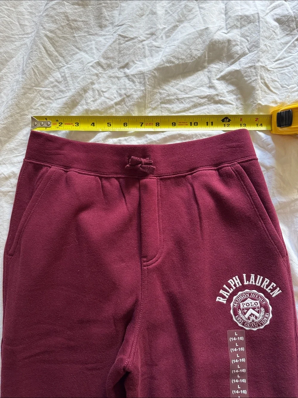 Ralph Lauren Big Boys Maroon Logo Sweat Joggers pants-size L  (14-16) (BNWT)